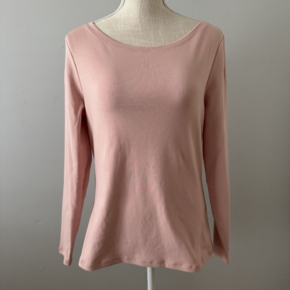 Boden Essential Boat-Neck Jersey‎ Top in Light Pink Women's Size 12
